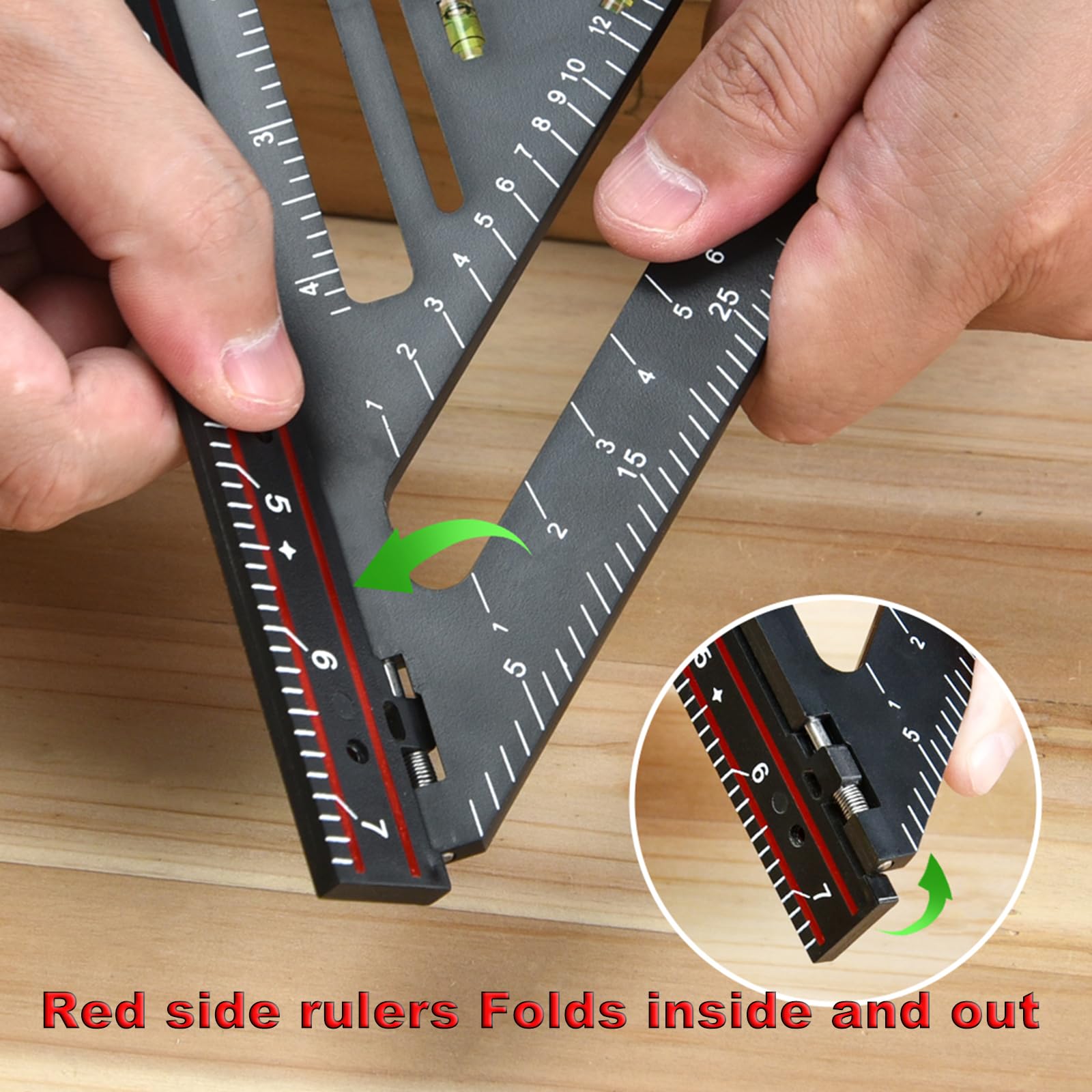 Carpentry T Square Folding Multi-Function Tool, 7 Inch Speed Square Adjustable Tracer for Woodworking Wrench, Protractor - Image 3