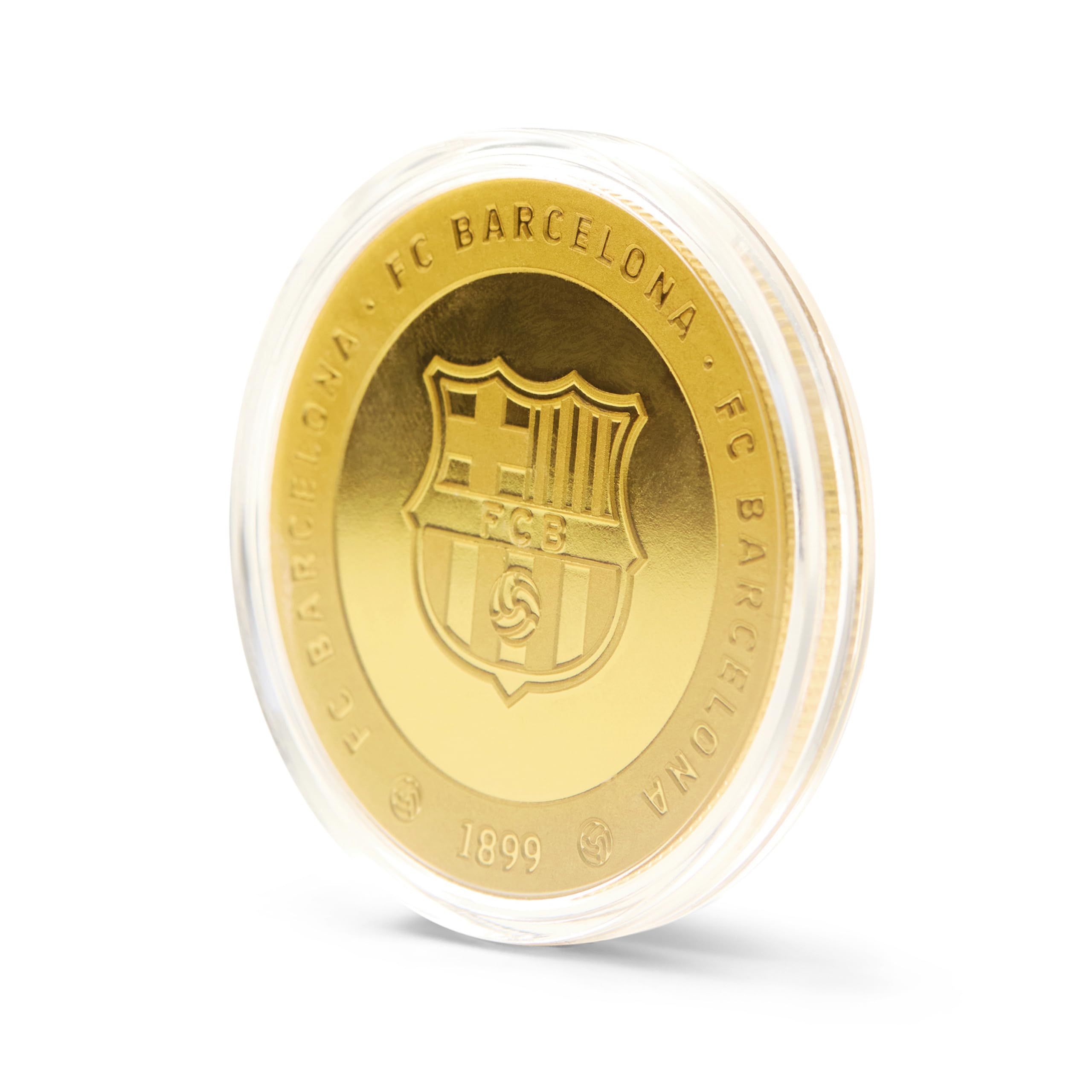 FC Barcelona 2025-26 Moneta da Collezione Ufficiale, Finitura Oro, Diametro 40mm, Incisione Spotify Camp NOU Stadium, Capsula Protettiva, Confezione per Tifosi
