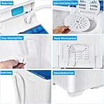 Giantex 10021US-BL-FP laveuse entièrement automatique Portable Compact, Blanc+Blue