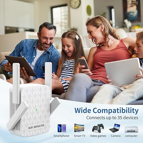 Miniatura 7 de Amplificador de señal WiFi, repetidor inalámbrico de Internet para cobertura del hogar de hasta 10000 pies cuadrados y 35 dispositivos, amplificador