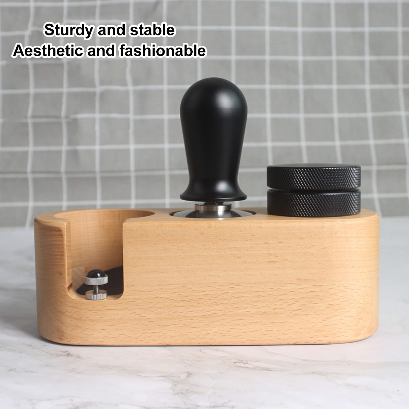 Kaffeefilter-Manipulationshalter aus Holz, 3 Löcher, Kaffeefilter-Manipulationshalter, verhindert Verrutschen, Espresso-Tamper-Halter, Ständer für die Kaffeezubereitung (51mm)
