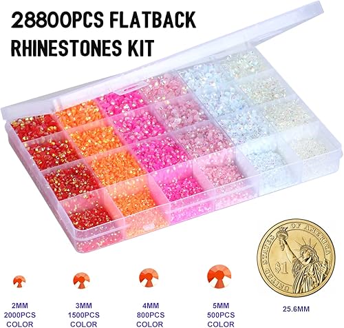 Miniatura 2 de Nibiru 28800 piezas de diamantes de imitación de resina AB con parte trasera plana, diamantes de imitación de gelatina de colores mixtos con forma