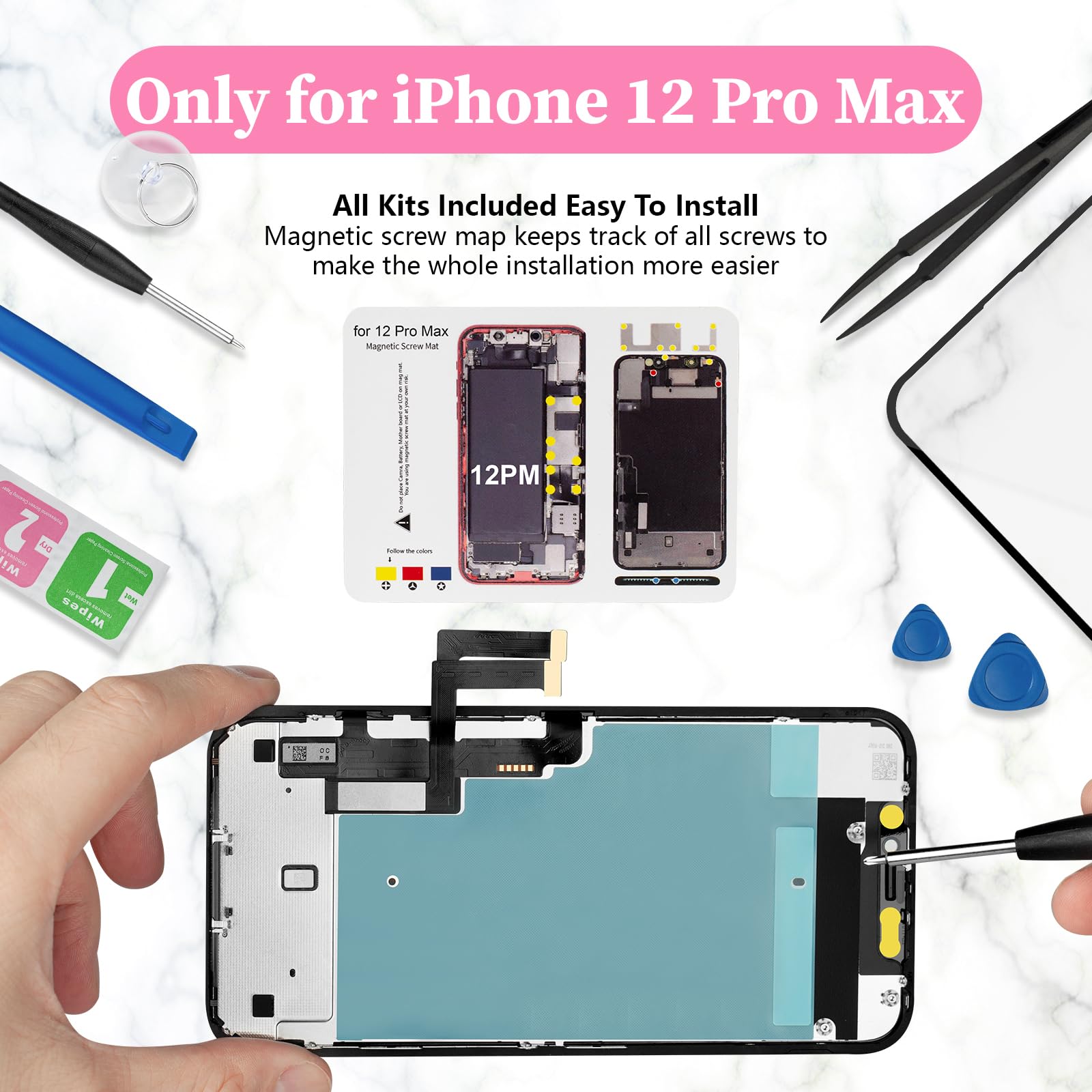 Kit de substituição de tela para iPhone 12 Pro Max de 6,7