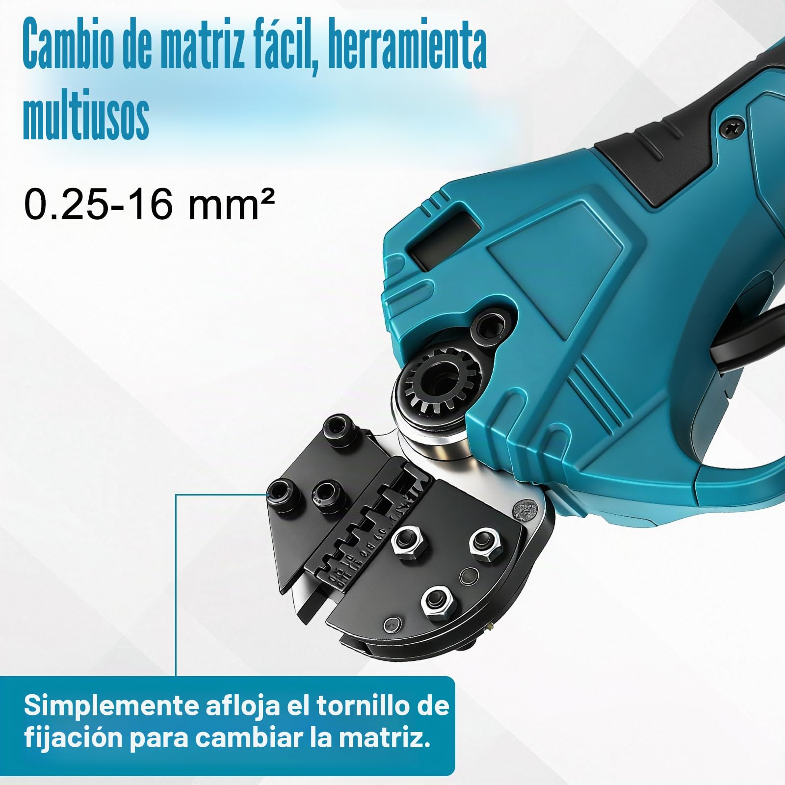 Alicates Crimpadores para Terminales Compatible con Makita 18V, Crimpadora con Moldes, Pelacables 0,5–16 mm² y Pantalla LED Digital (Sin Batería ni Cargador)