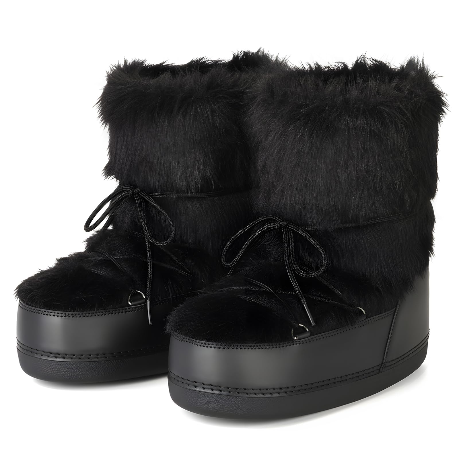 Womens Faux Fur Snow Boots for Women Warm Winter Fluffy Boots Fuzzy Comfortable Shoes