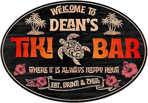 Miniatura 16 de THUYPT Cartel personalizado con reglas Tiki para bar Tiki, decoración de madera Tiki con patrón Tiki Totem, decoración tropical para playa impresa,
