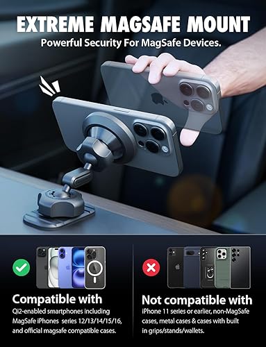 Miniatura 2 de Bracketron MagAlign Pro MagSafe - Soporte magnético para teléfono para ventilación de automóvil, soporte de teléfono con rotación de 360, operación