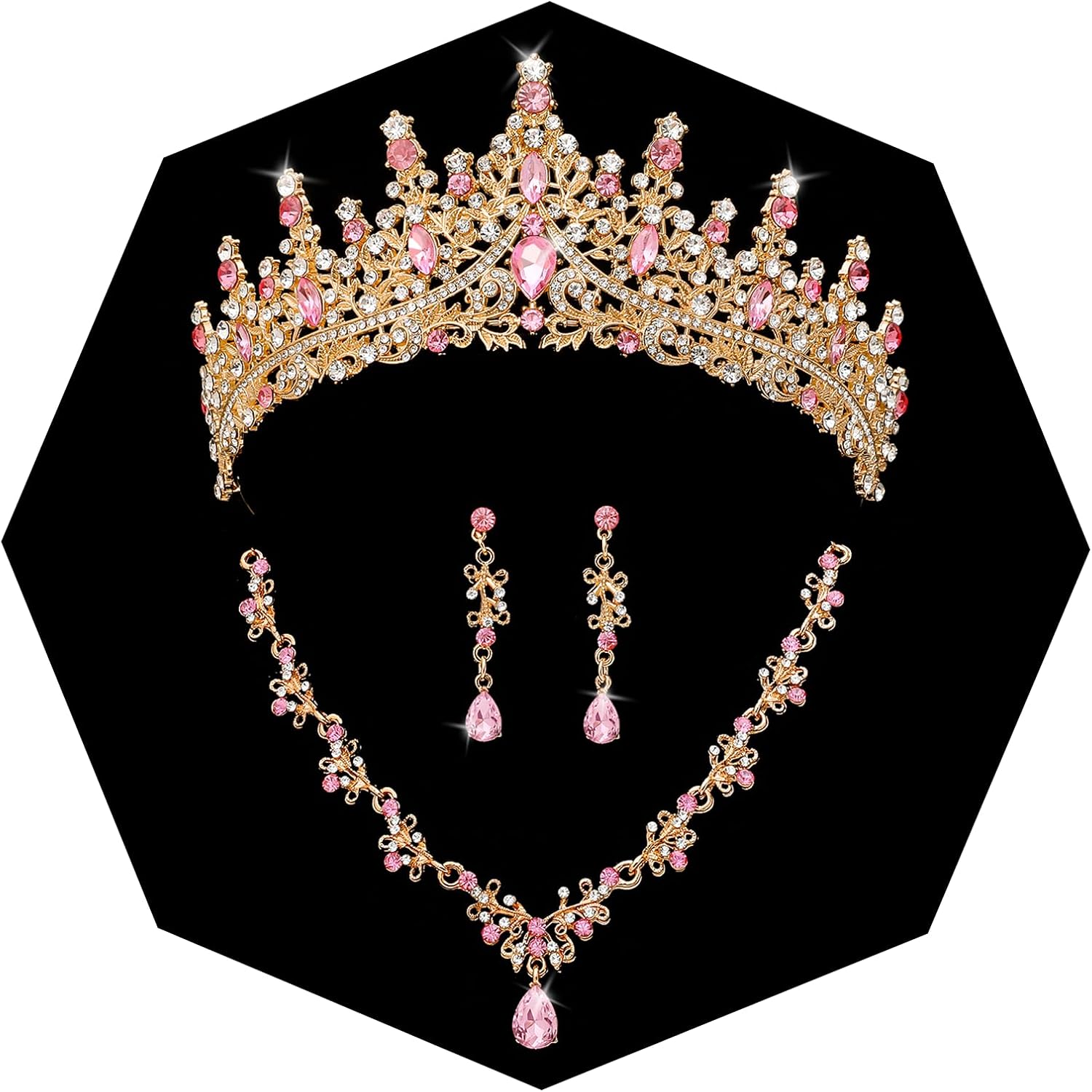 Crystal Crown and Jewelry Set for Women Royal Tiaras Earrings Necklace for Bridal Wedding Princess and Queen Costume Jewelry for Prom Pageant Pageant Birthday Party Halloween Quinceanera