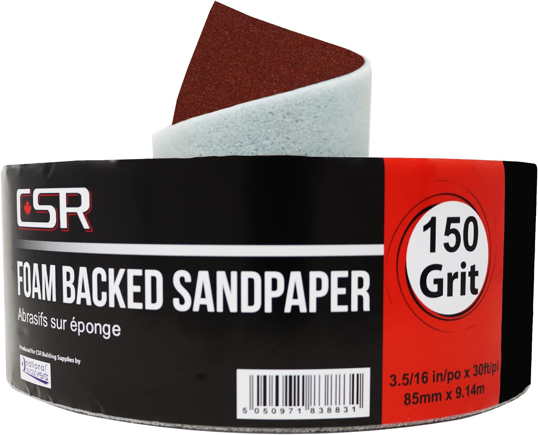 CSR Drywall Sponge Back Sandpaper Roll 3-5/16" x 30' (150 Grit)