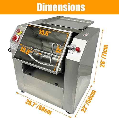 Miniatura 3 de TECHTONGDA Mezclador de masa comercial Mezclador de harina de acero inoxidable Máquina de amasado de masa de 110 V Mezclador de alimentos de alta