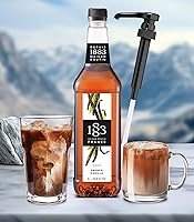 Vista 2 de Jarabe de vainilla para café, 33.8 onzas con bomba, jarabe de café de vainilla 1883, fabricado en Francia