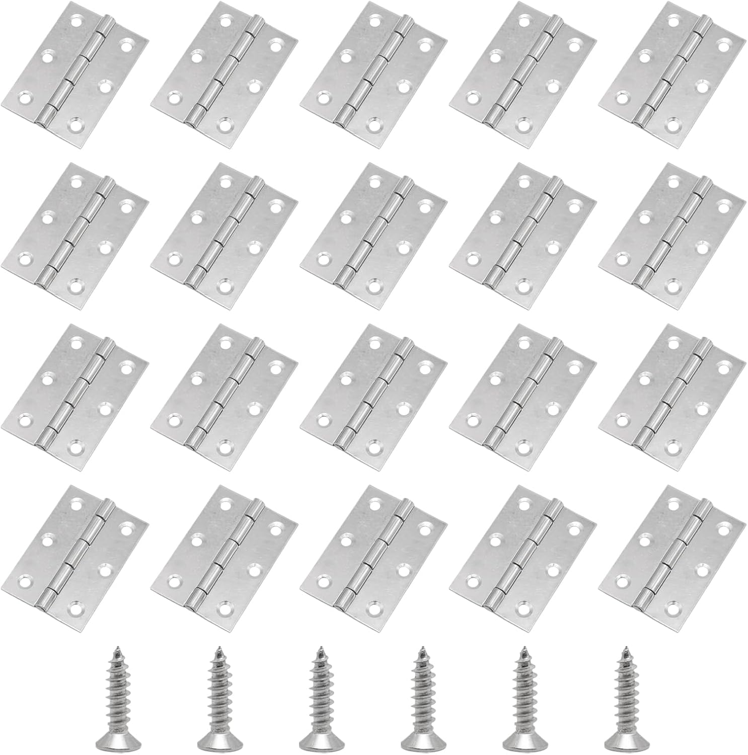 20Pcs 63mm/2.5" Flat Hinges, Stainless Steel Folding Hinge, Door and Window Hinge for Jewelry Boxes, Wooden Box, with Mounting Screws(63mmx44mm/2.48"x1.73")
