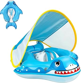 Générique Siège Flotteur Bébé Requin 3D avec Auvent