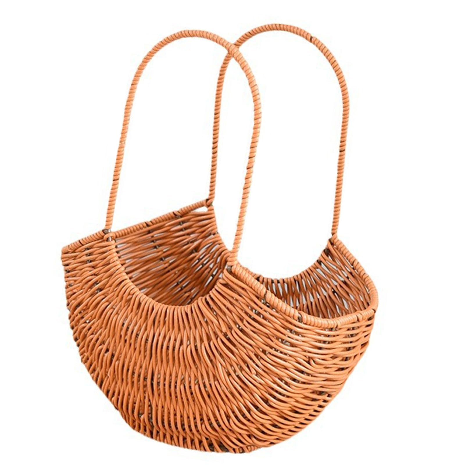 HZBB Wicker Flower Girl Basket with Handle for Arrangements Weddings and Special Occasions Ornament Trendy Women Foldable Picnics Basket