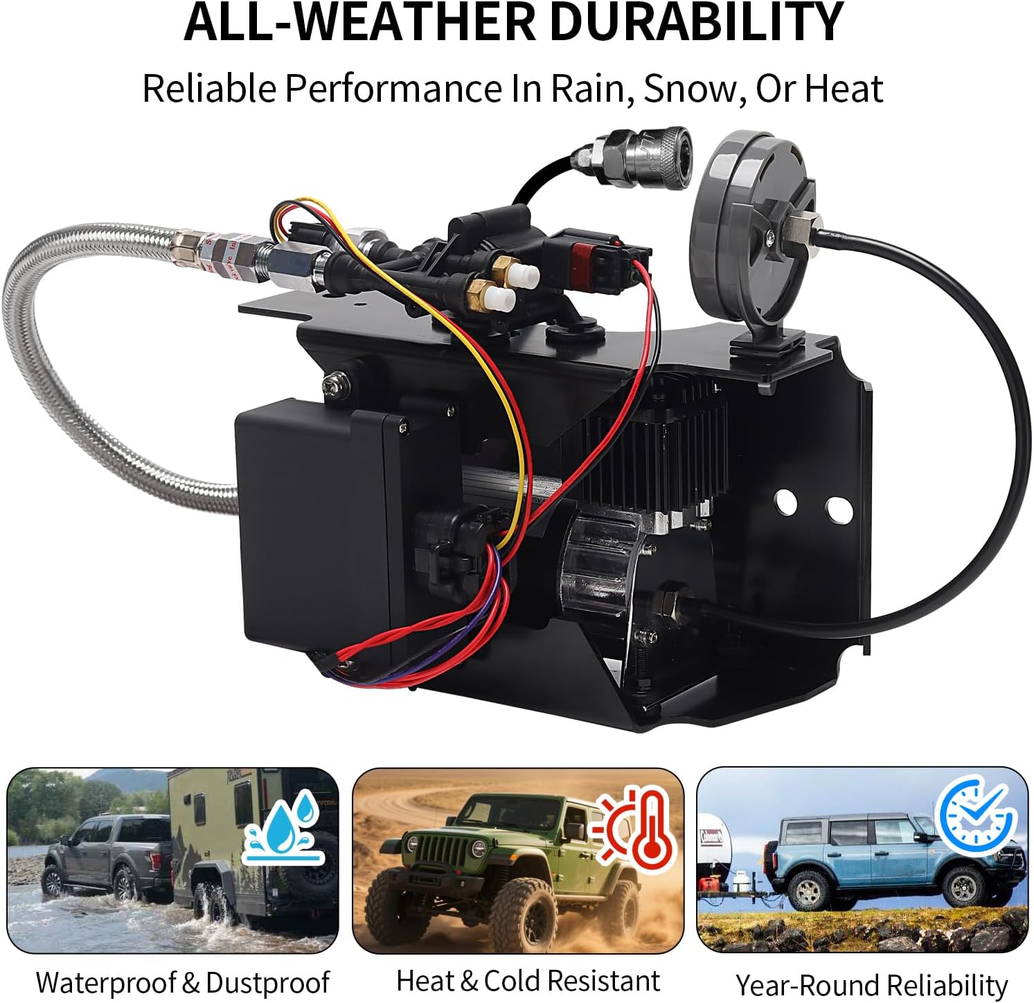 130 PSI Wireless Air Shock Controller Kit 25980EZ, Bluetooth App & Remote Control, Easy Install, Compatible with Cars, SUVs, Trucks, HASK-01APP