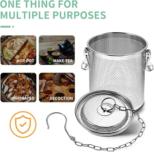 Miniatura 6 de Yardwe Bola de especias de acero inoxidable, colador de té de malla fina, infusor de té de acero inoxidable con gancho de cadena extendido para