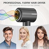 Vista 3 de Hair Dryer, High Speed Ionic Blow Dryer, 5X-Fast Drying, 2 Billion Negative Ions, Low Noise,160000 RPM, Compact Blow Dryer with Magnetic Diffuser