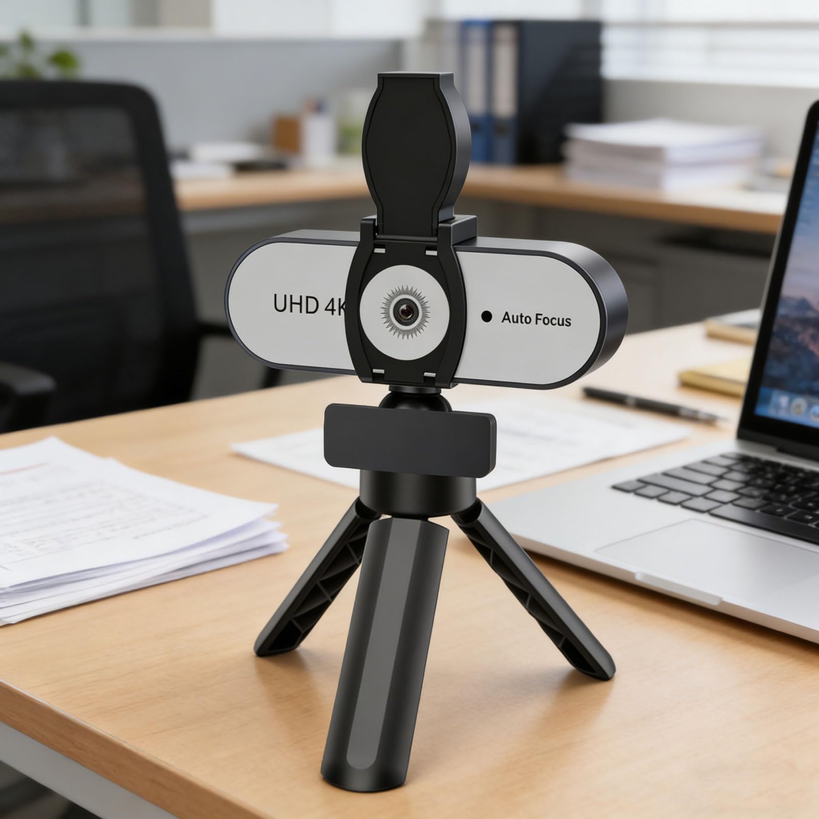 AutoFocus - Telecamera con treppiedi e copriobiettivo protettivo per una perfetta compatibilità, Webcam AutoFocus
