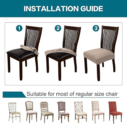 Miniatura 26 de Turquoize Stretch Dining Chair Covers Seat Covers for Dining Room Chair Covers Set of 4，Removable Washable Kitchen Chair Seat Cushion Slipcovers