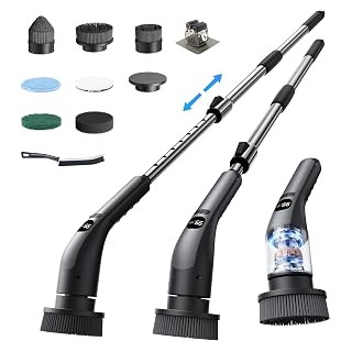 Electric Spin Scrubber, IPX7 Waterproof Shower Cleaning Brush with 7 Replaceable Brush Heads,Adjustable Speed and Extended Handle for Easy Cleaning - Amazon product rated Grade A