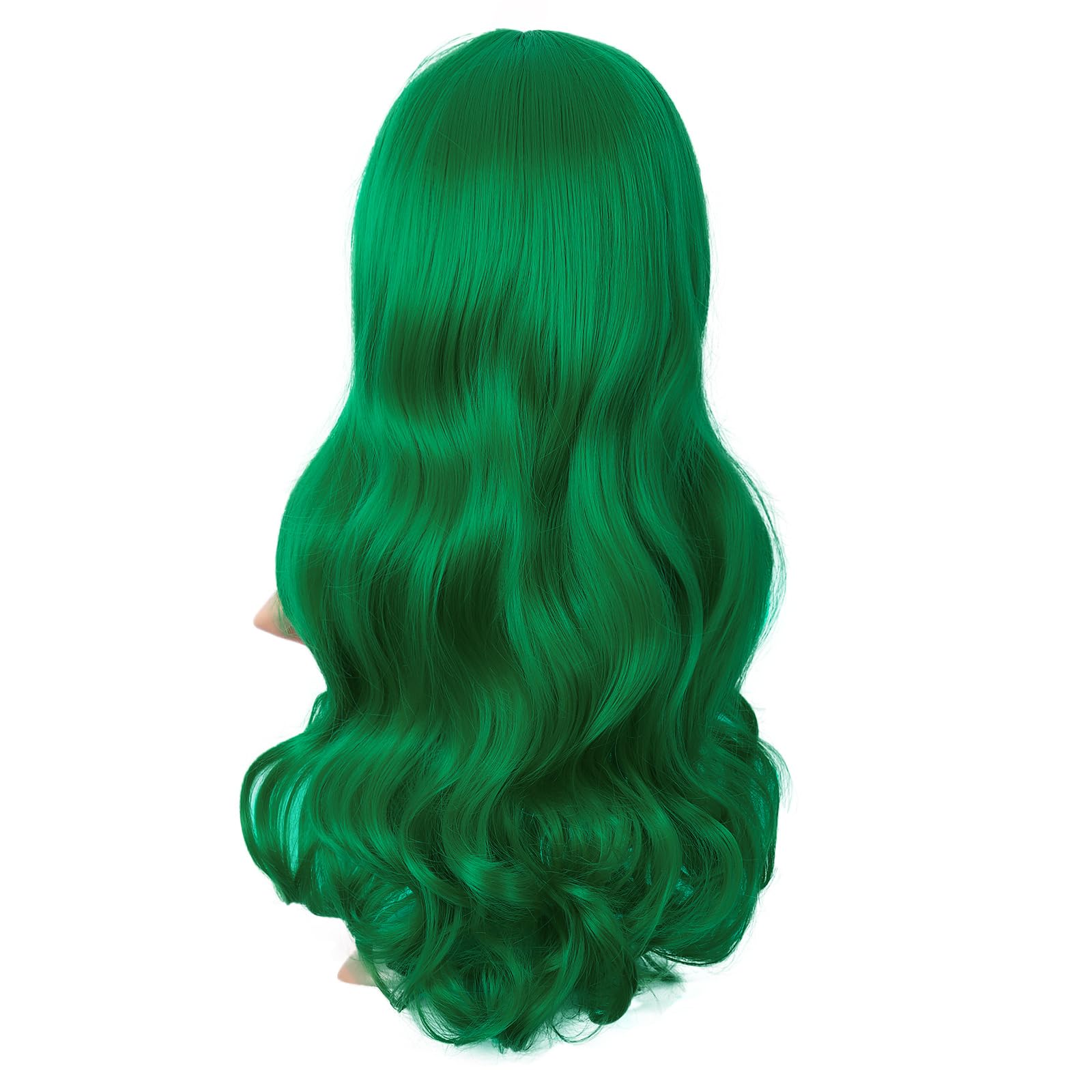 MapofBeauty 22 Inch/55 cm Fashion Long Synthetic Fiber Curly Hair Middle Part Cosplay Wig (Grass Green), 22 inches - Image 4
