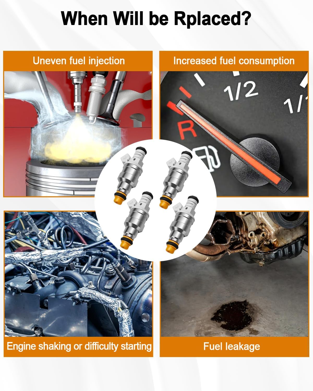 4 Pcs Fuel Injector Replace F87E-D2A F87E-D2B F87E-B2A F87E-B2B Compatible with Ford Ranger 2.3L-2.5L L4 1985-2001 Mercury Topaz 2.3L L4 1988-1990 Mazda B2500 2.5L L4 1998-2001