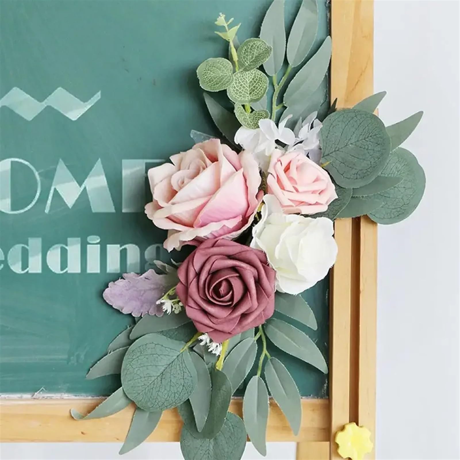 künstlicher Hochzeitsbogen Blumen Kit Hochzeits-Willkommensschild Künstliche Rosen-Blumengirlande for Waldhochzeitsbogen-Blumen-Landhintergrund-Dekore(E)
