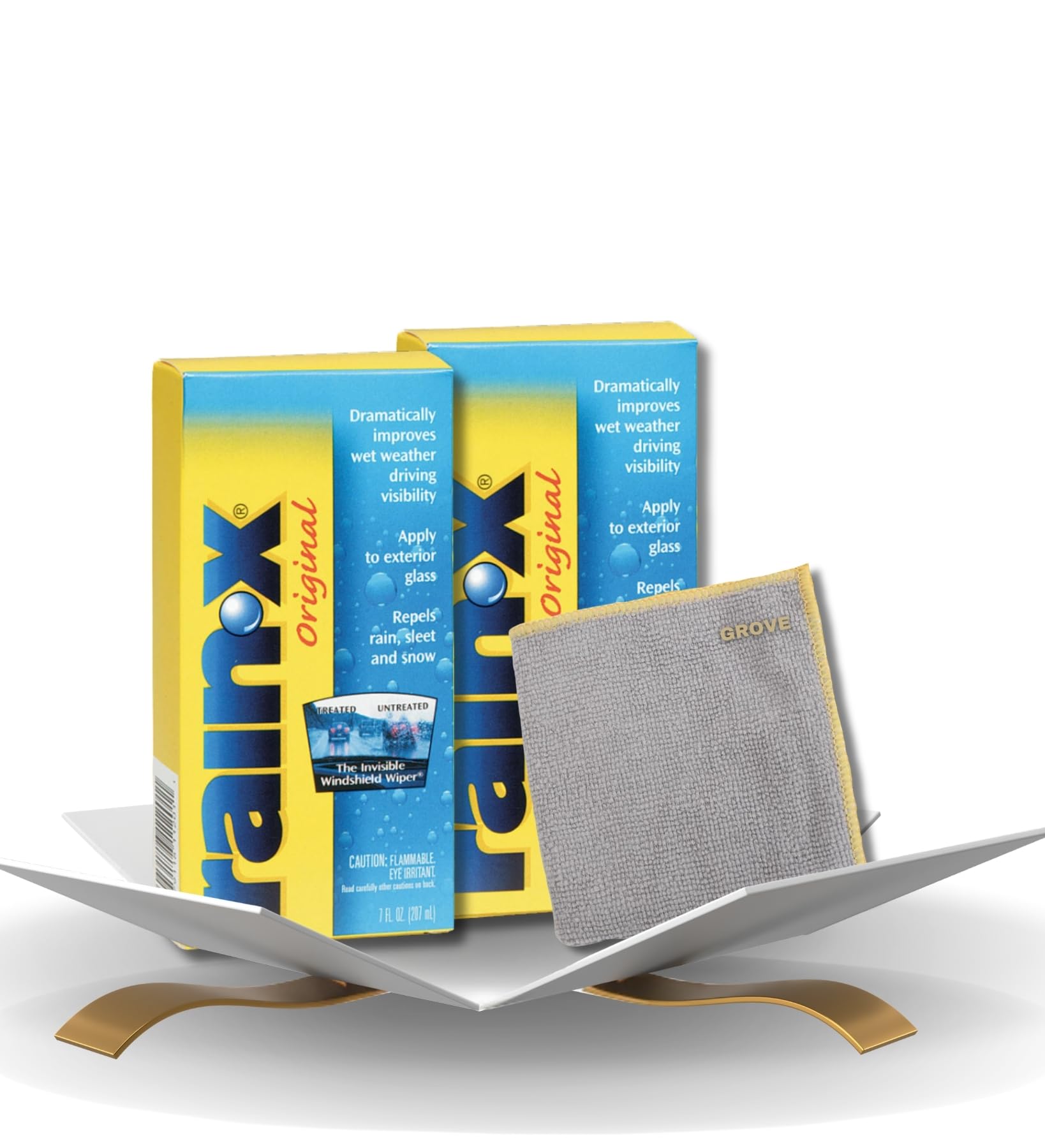 Original Water Repellent Liquid 7 oz Bundle with Microfiber Cloth Improves Driving Visibility by Repelling Rain, Sleet, and Snow – Glass Care – Gift Set (3 Items)