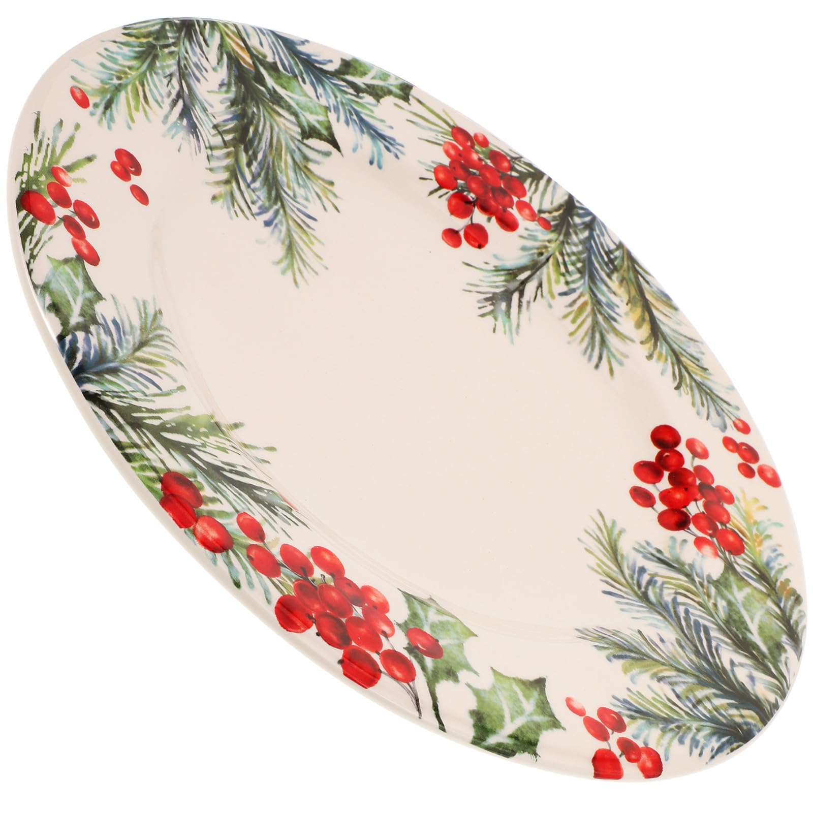 SEWACC Plato de Cerámica Grande Redondo Estampado Navideño