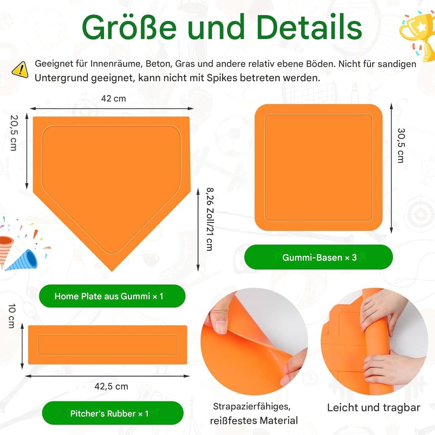 Baseball-Basen Für Garten, 5-teiliges Base Set Für Baseball Und Softball, Übungs- Und Trainingsausrüstung Mit Pitching Home Plate Sportzubehör Für Den Einsatz Im Außenbereich, Im Garten Und