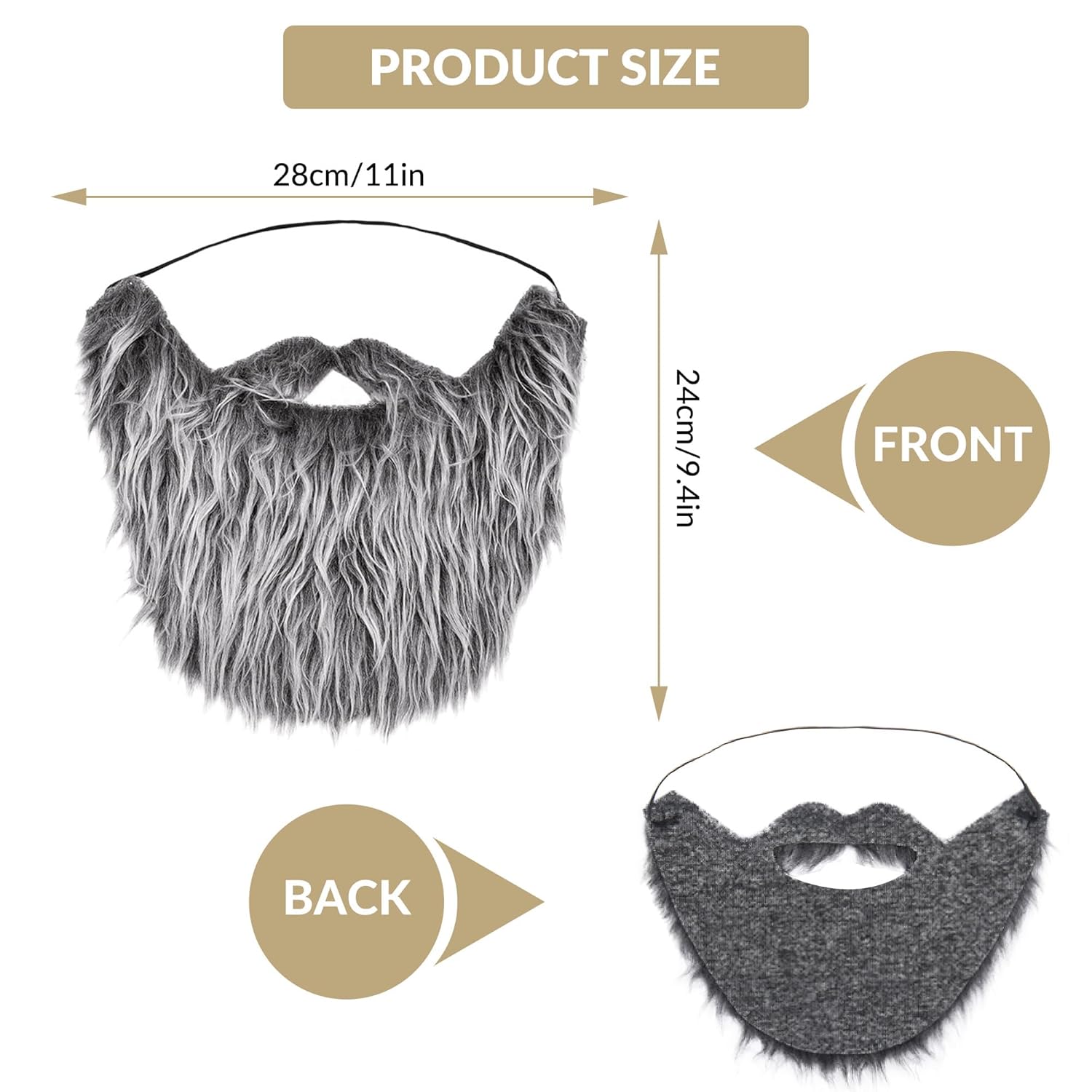 Garvee 3 Pack Fake Beard Costume - Costume Beard and Mustache - Beard Costume for Adults and Teens