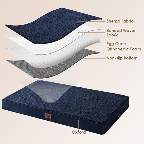 Miniatura 3 de EHEYCIGA Camas ortopédicas XXL para perros jumbo con funda extraíble lavable para jaula, azul marino, 47 x 29 pulgadas