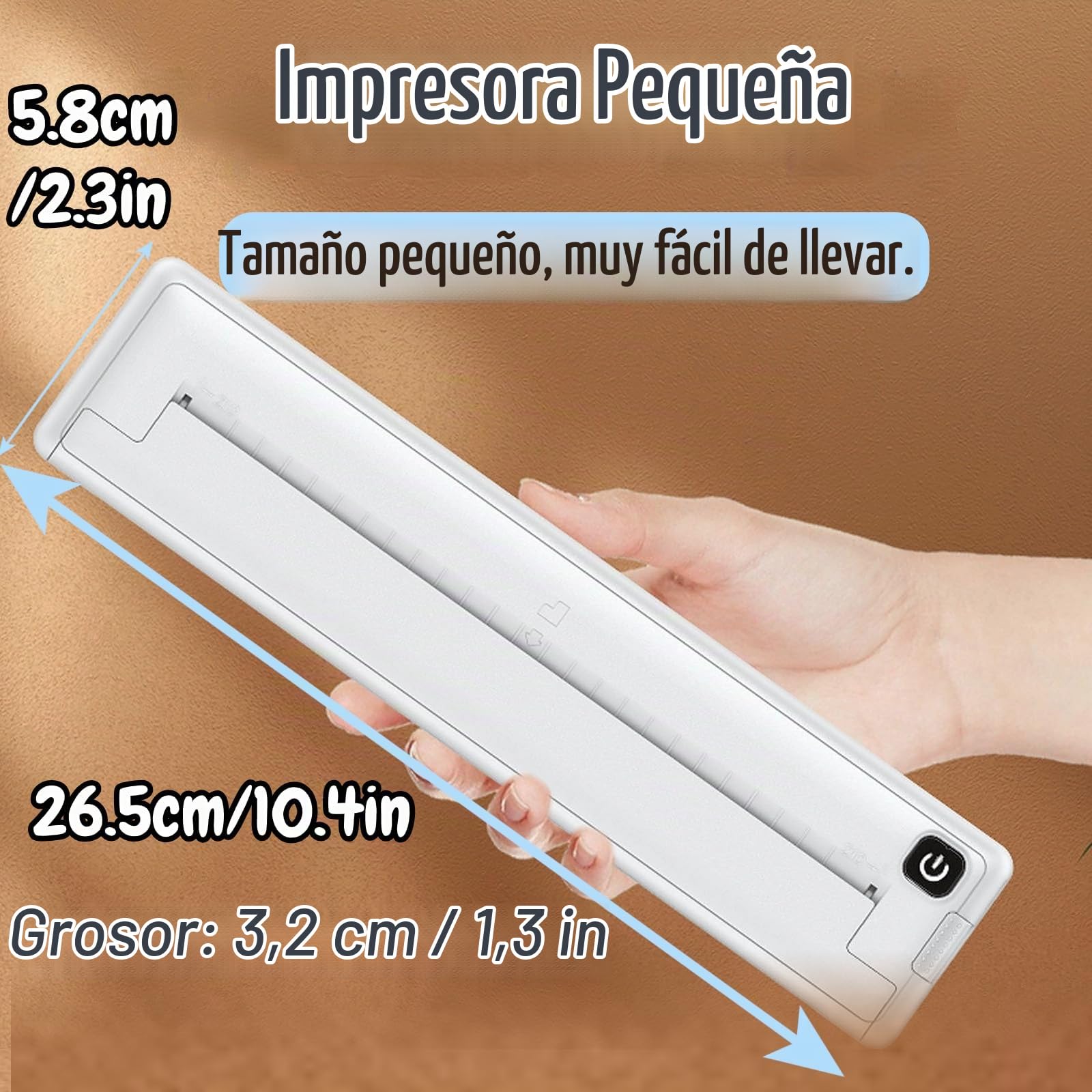 Impresora sin Tinta, Impresora Inalámbrica Portátil A4 de 200 Ppp, Impresora Térmica Bluetooth Móvil de 10 Mm/S, Impresoras Portátiles Inalámbricas para Viajes, Compatible con