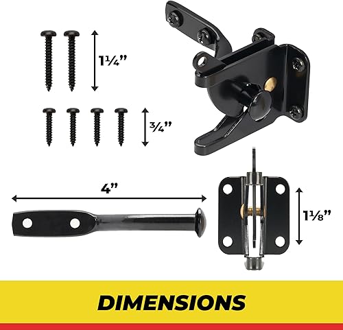 Miniatura 7 de Cerradura de puerta con palanca de gravedad automática de 4-18 de acero color negro Black, Zinc Plated Finish