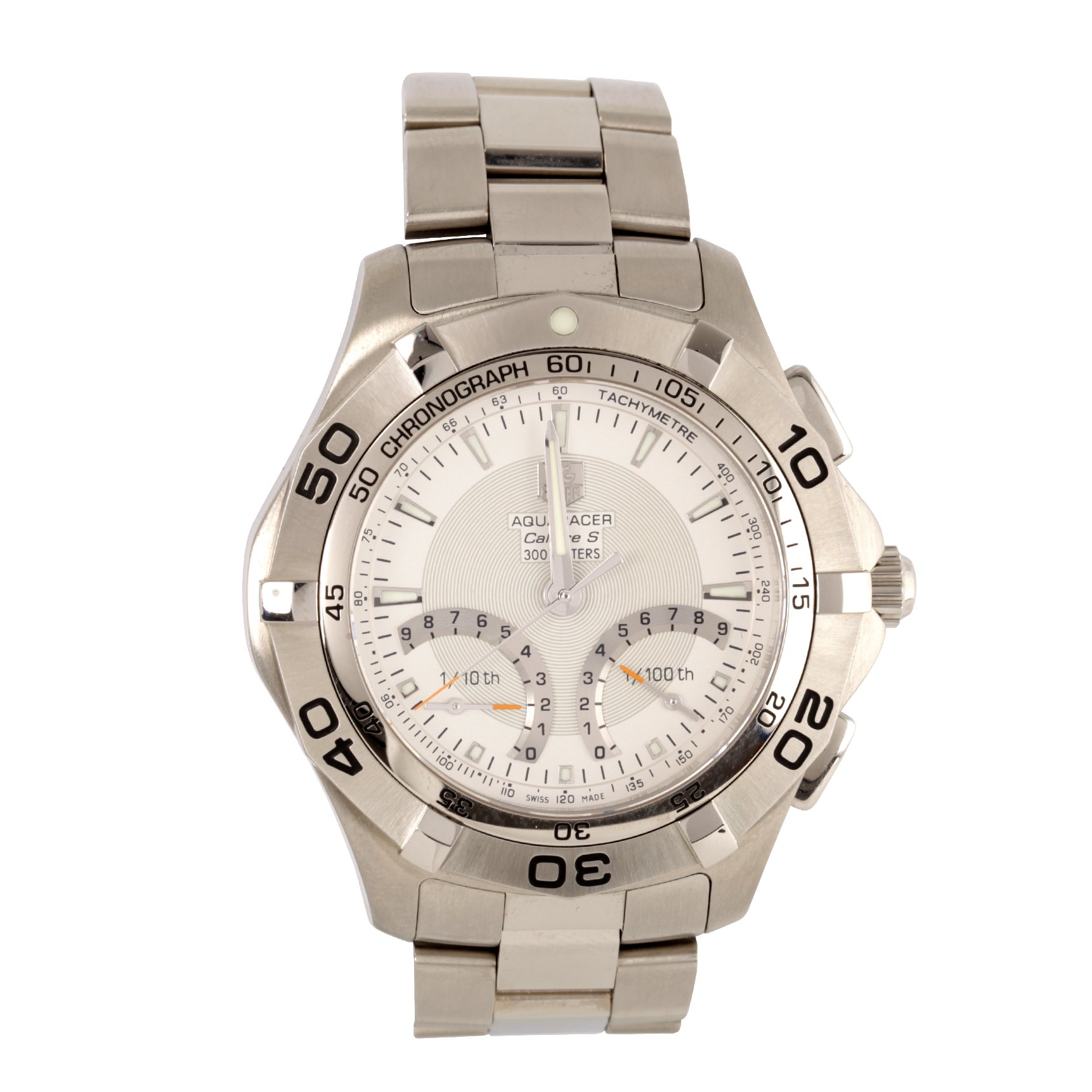 Back view of the TAG Heuer Aquaracer Calibre S watch showing water resistance engraving