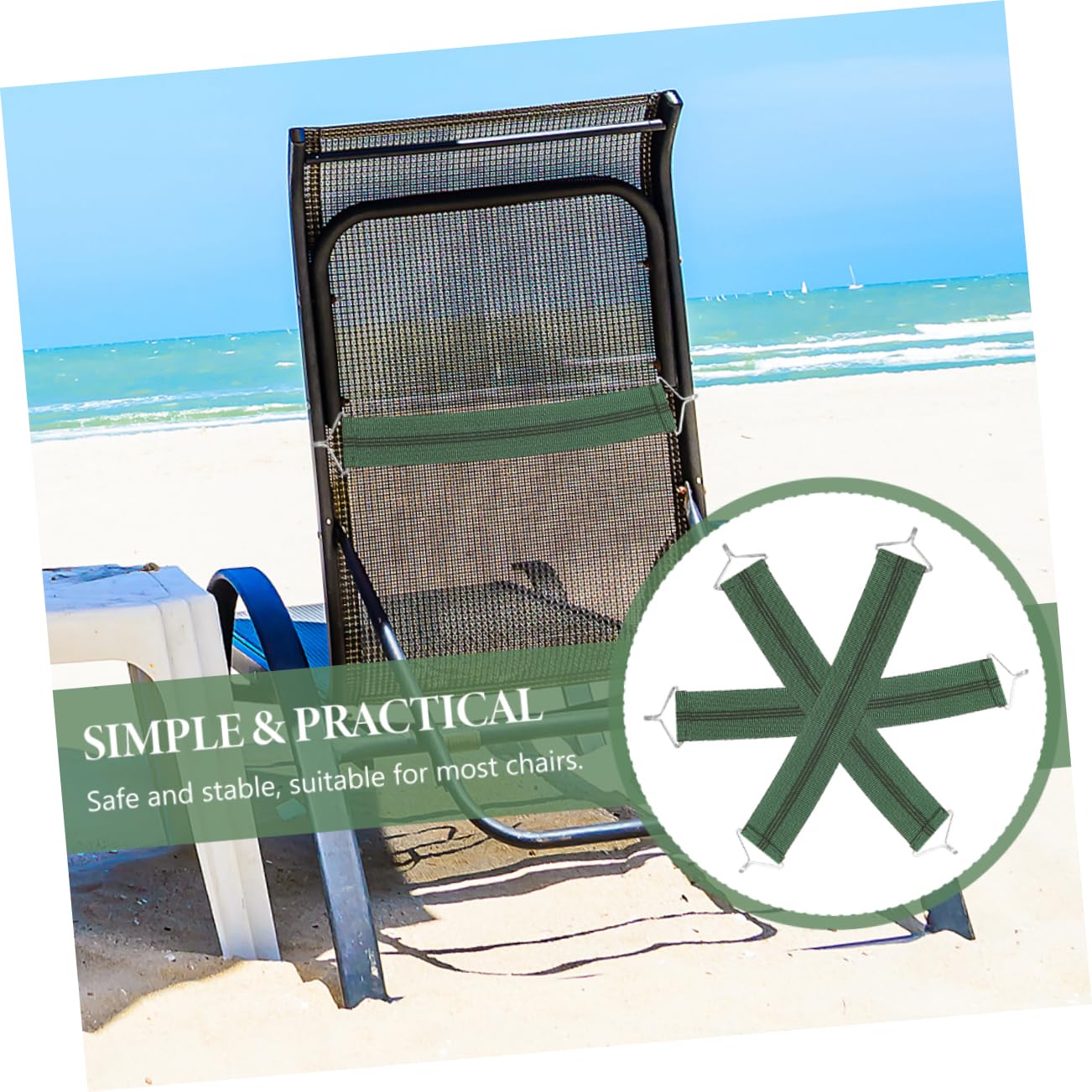 MERRYHAPY 3pezzi Cinghie Rinforzate Sostituzione Poltrona Lounge Verde Accessori Riparazione Facili Da Installare Per Sedie Da Balcone e Patio Fasce Elastiche Anti-rottura Per Prolungare Dur