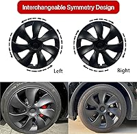 Vista 6 de KAVANIC 4 piezas de cubierta de rueda Compatible con Tesla Model Y 19 pulgadas 2020-2024 ABS tapacubos estilo cuchilla negro mate Compatible