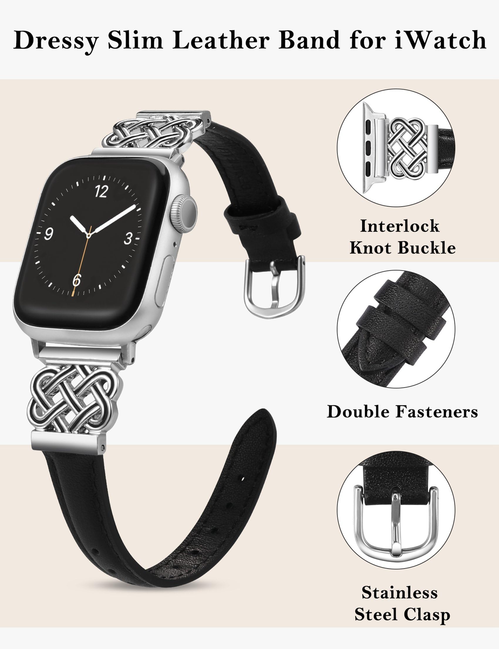 TOYOUTHS Leather Strap Compatible with Apple Watch Straps 38mm 40mm 41mm 42mm Women - Image 2