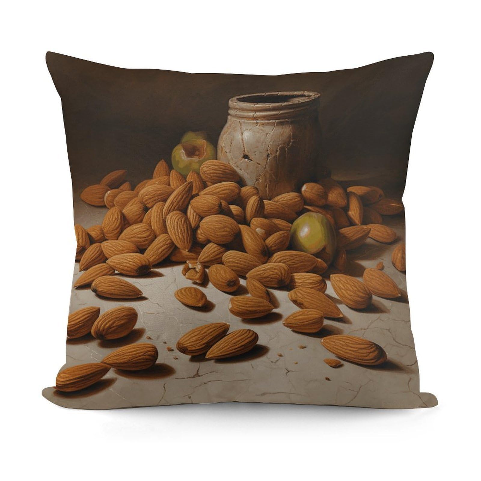 VstaDank Almonds and Jars Throw Pillow Covers 18x18 Inch Soft Couch Home Decor Cushion Cover Comfortable Plush Square Cushion Case Farmhouse Decorative Pillowcase for Living Couch