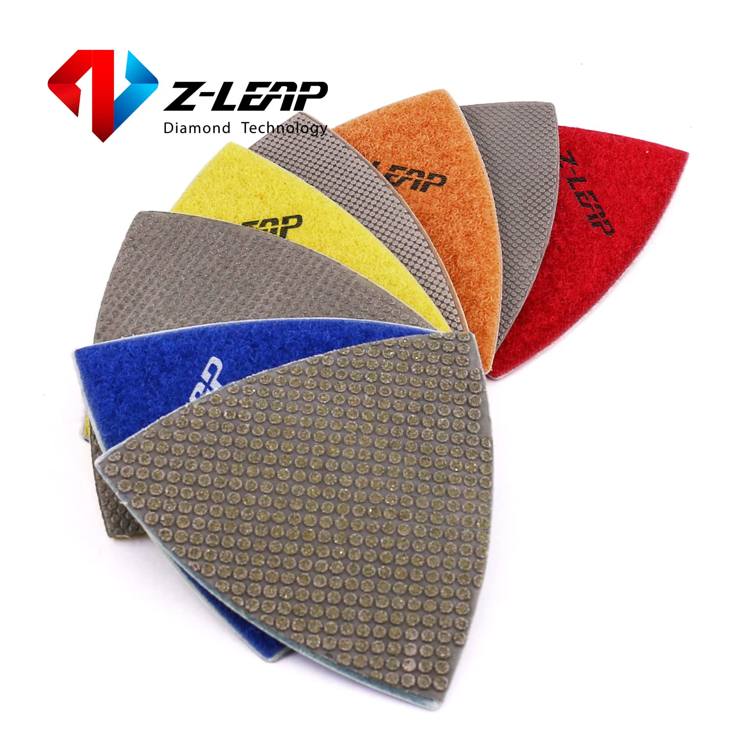 Lot de 4 disques abrasifs triangulaires diamantés pour meulage de pierre, verre, céramique, 80 mm, grain mélangé
