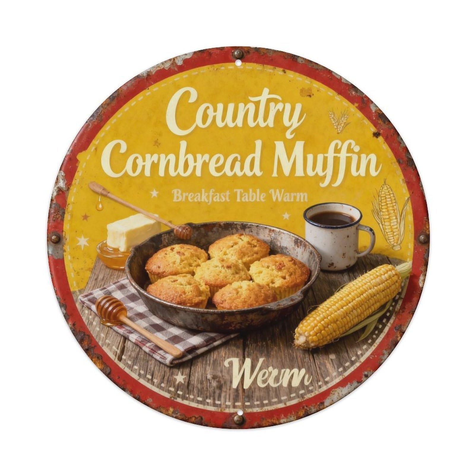 Country Cornbread Muffin Metal Tin Sign Plaque