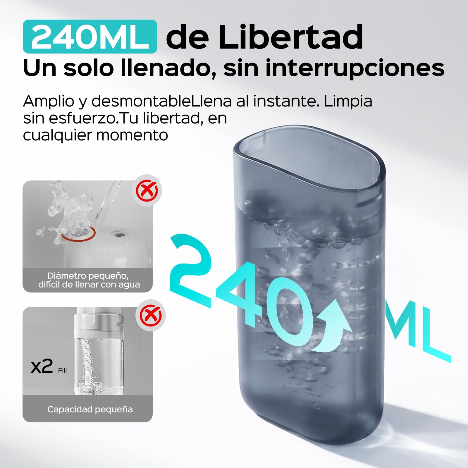COSLUS T50 - Irrigatore orale senza fili Trragba elettrico, per irrigatore orale retrattile, contenitore integrato per gli appassionati di salute orale, pulizia giornaliera profonda (nero)