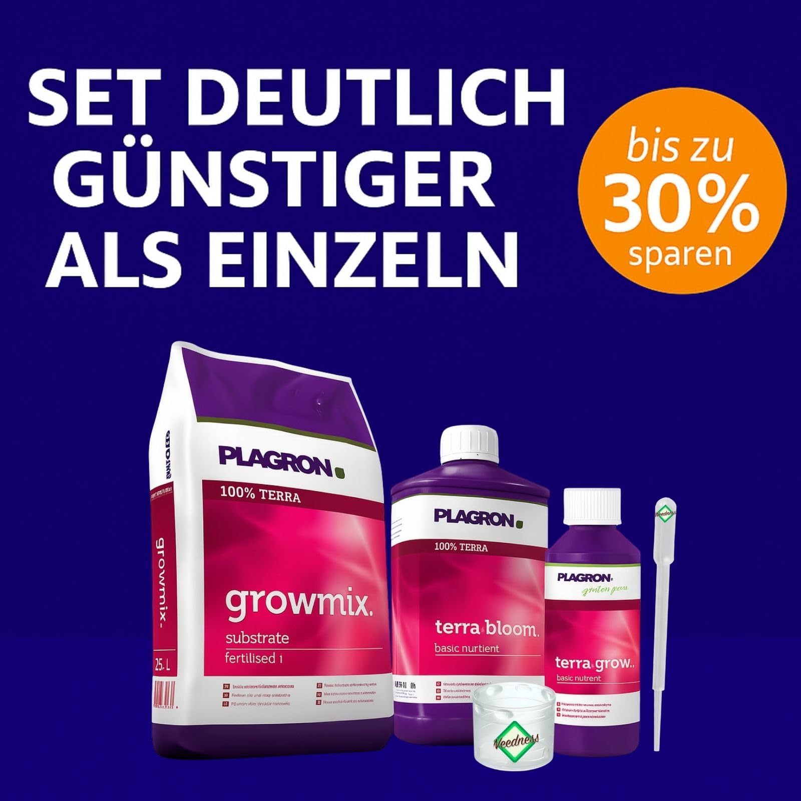 Weedness Plagron Growmix 50 Liter mit Perlite + Dünger Small - Blumenerde Grow Balkon-Pflanzen Pflanzerde Gartenerde Tomatenerde