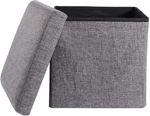 Miniatura 5 de YCOCO Cubo otomano de almacenamiento pequeño, plegable otomano, asiento otomano con almacenamiento versátil caja de juguetes, 11.8 x 11.8 x 11.8