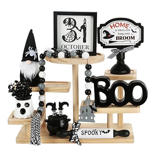 Halloween Decorations 8PCS Tiered Tray Decor, Cute Tabletop Halloween Decor