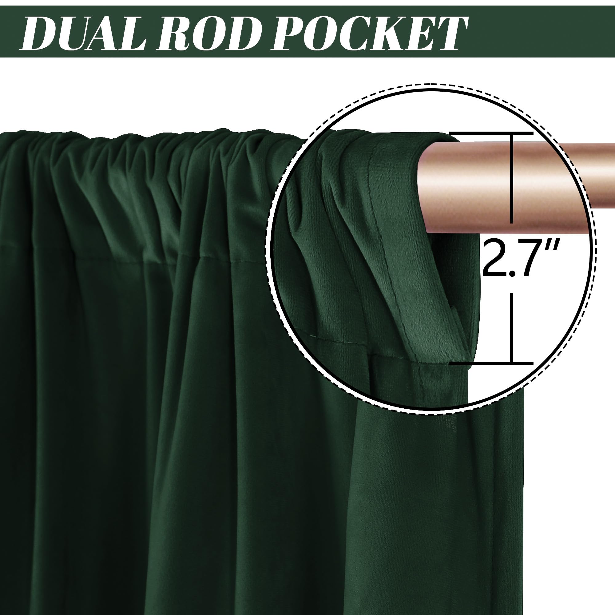 nanbowang Dark Green Velvet Curtains - 42 Inches Width 63 Inches Long Soft Curtain Rod Pocket Thermal Insulated Window Treatment for Bedroom 2 Panels