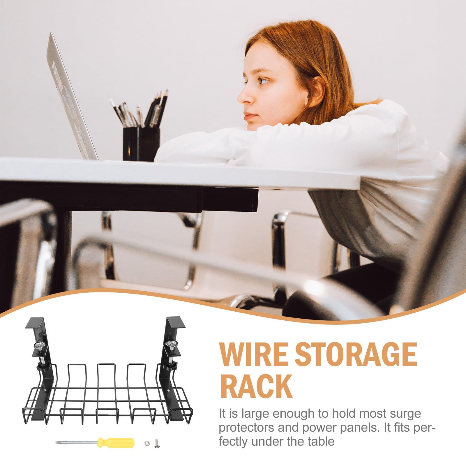 Soporte bajo y Estante Domésticos para Cables Almacenamiento de de Hierro Versátil Montaje Construcción Resistente y Diseño Atemporal para Gestión para Oficina Escritorio