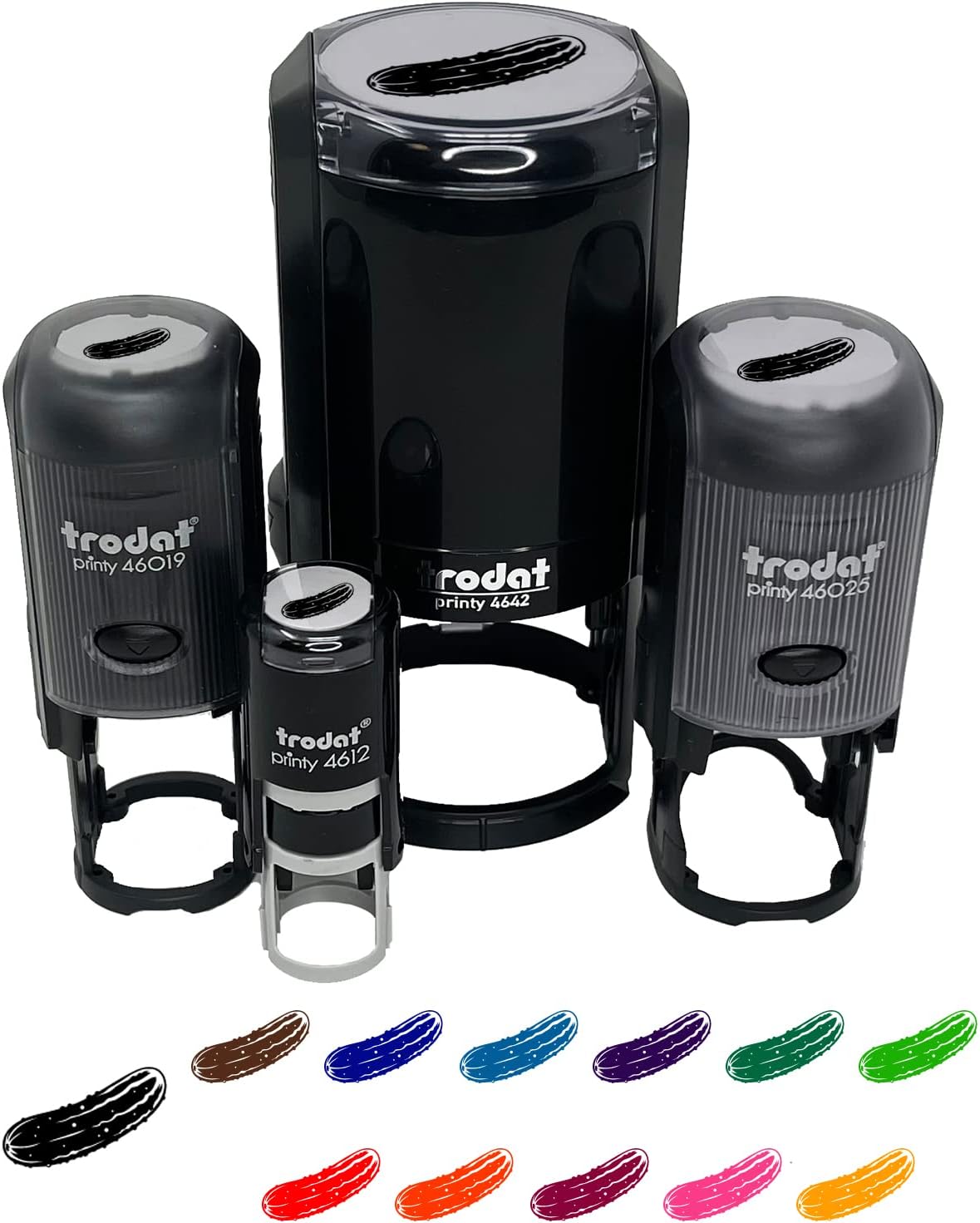 Dill Pickle Cucumber Self-Inking Rubber Stamp Ink Stamper for Stamping Crafting Planners - 1-1/2 Inch Large - Blue Ink