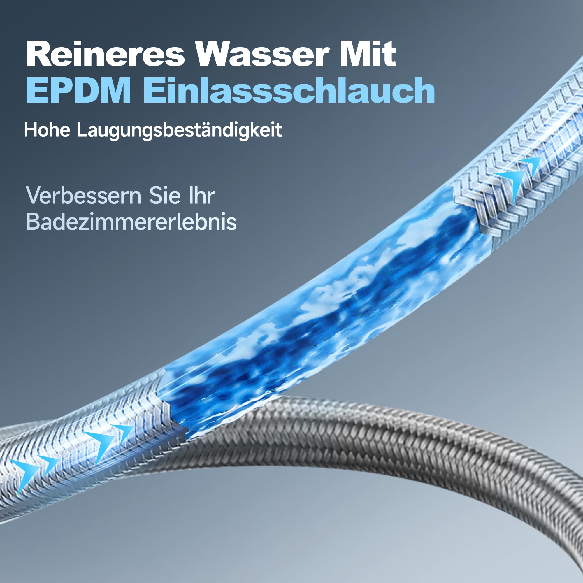Wasserhahn Bad aus Edelstahl, Moderner Waschtischarmatur für Badezimmer mit Keramikkartusche und Ungiftigem EPDM-Innenschlauch, Einhebelmischer Waschbecken für Waschtisch und Badmöbel