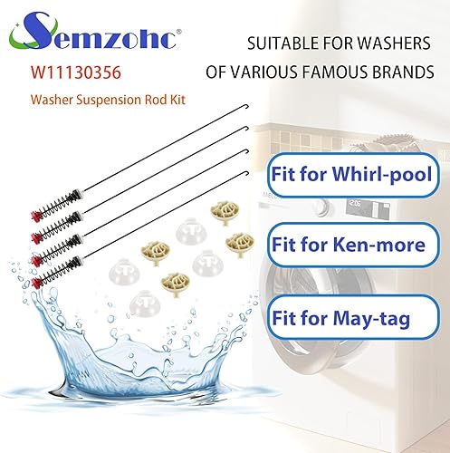 Miniatura 4 de W11130356 Kit de varilla de suspensión de 28.3 pulgadas compatible con lavadora Whirl-pool Ken-more Mag-tag - Reemplaza W10594084 W10735787